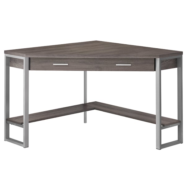 Computer Desk, Home Office, Corner, Storage Drawers, 42"L, Work, Laptop, Metal, Brown, Grey